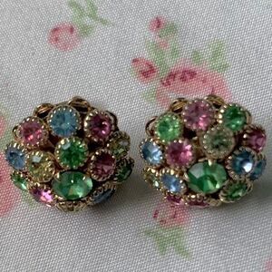 colorful rhinestone glam earrings with gold backs
